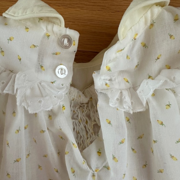 Polly Flinders Hand Smocked Yellow and White Baby Dress Size 0-6 Months - Picture 11 of 14